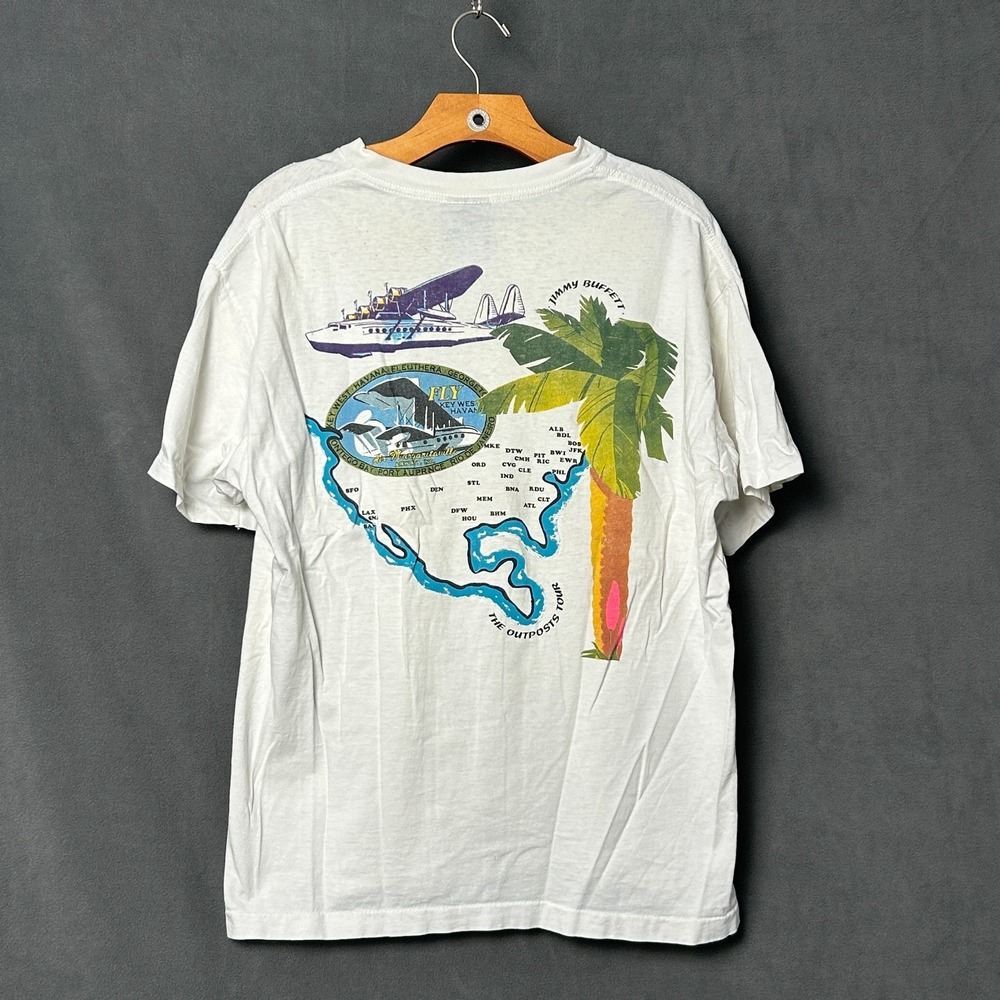 Vtg 1991 Jimmy Buffett Outposts Tour Shirt Mens XL Single Stitch Giant USA Tee - Picture 2 of 8